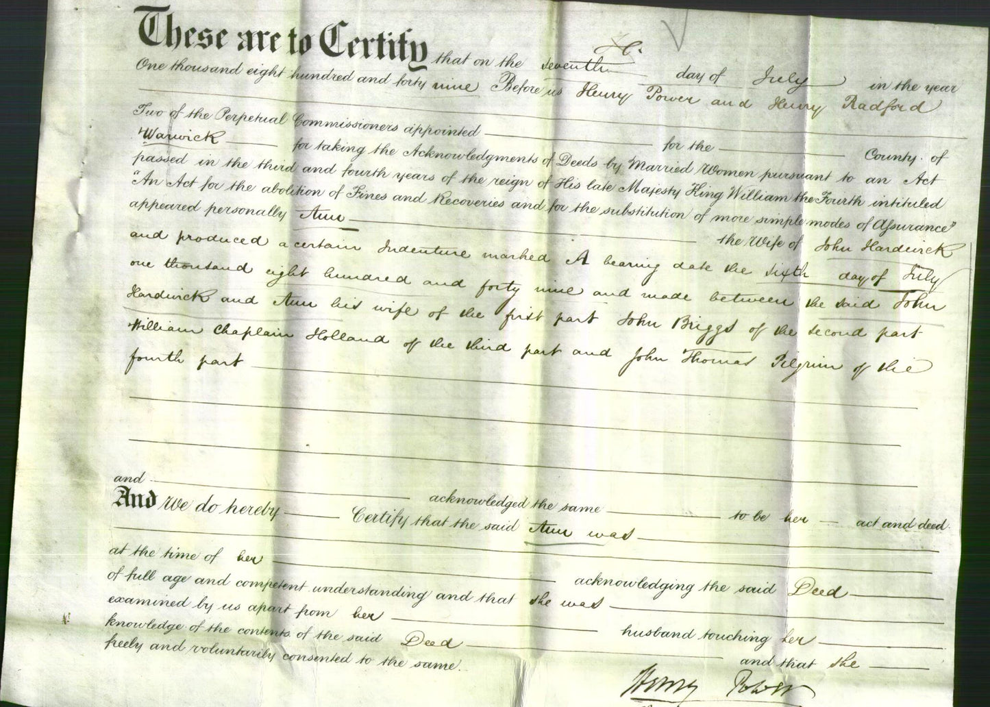 Deed by Married Women - Ann Hardwick