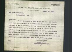Letterhead - The Atlanta Rolling Mill & Tin Plate Company