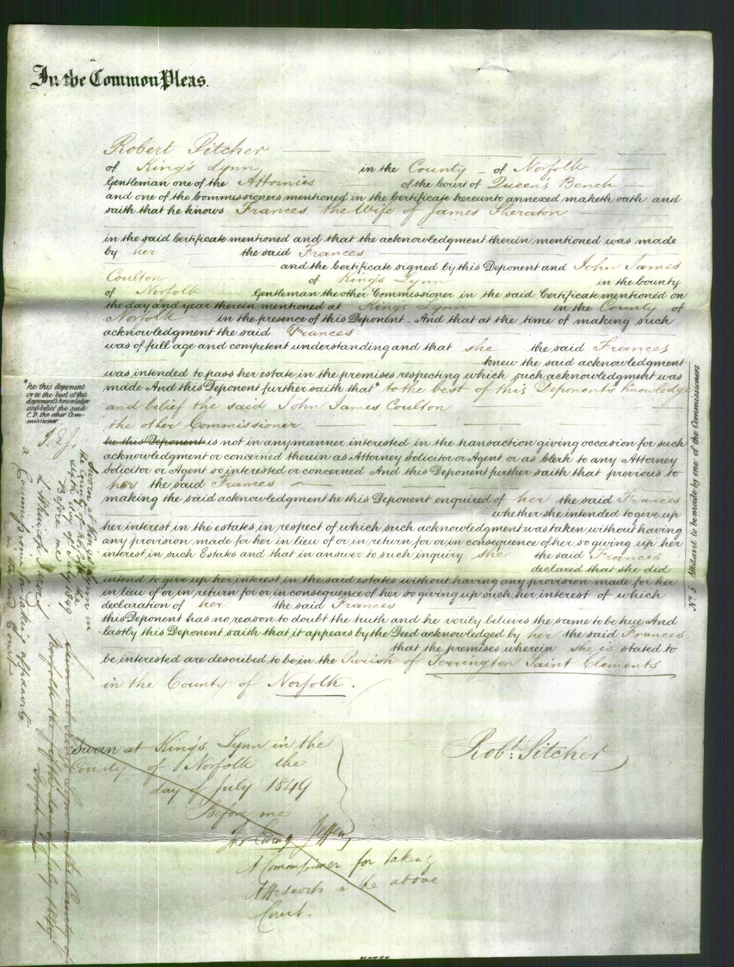 Court of Common Pleas - Frances Sheraton