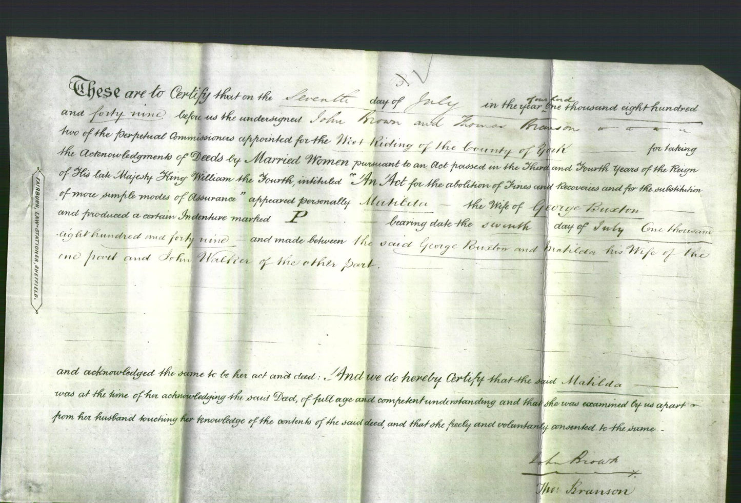 Deed by Married Women - Matilda Buxton