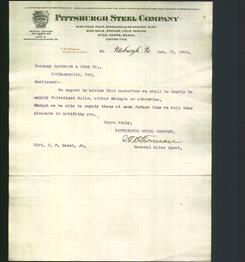 Letterhead - Pittsburgh Steel Company