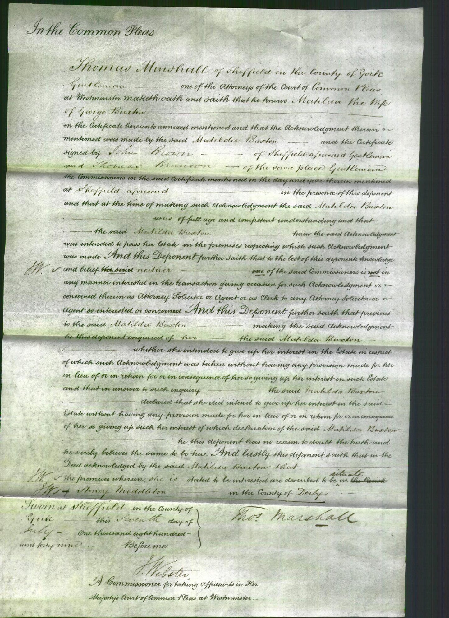 Court of Common Pleas - Matilda Buxton