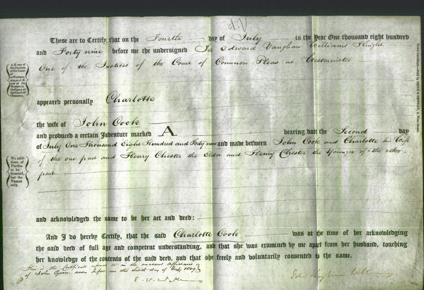 Deed by Married Women - Charlotte Cook