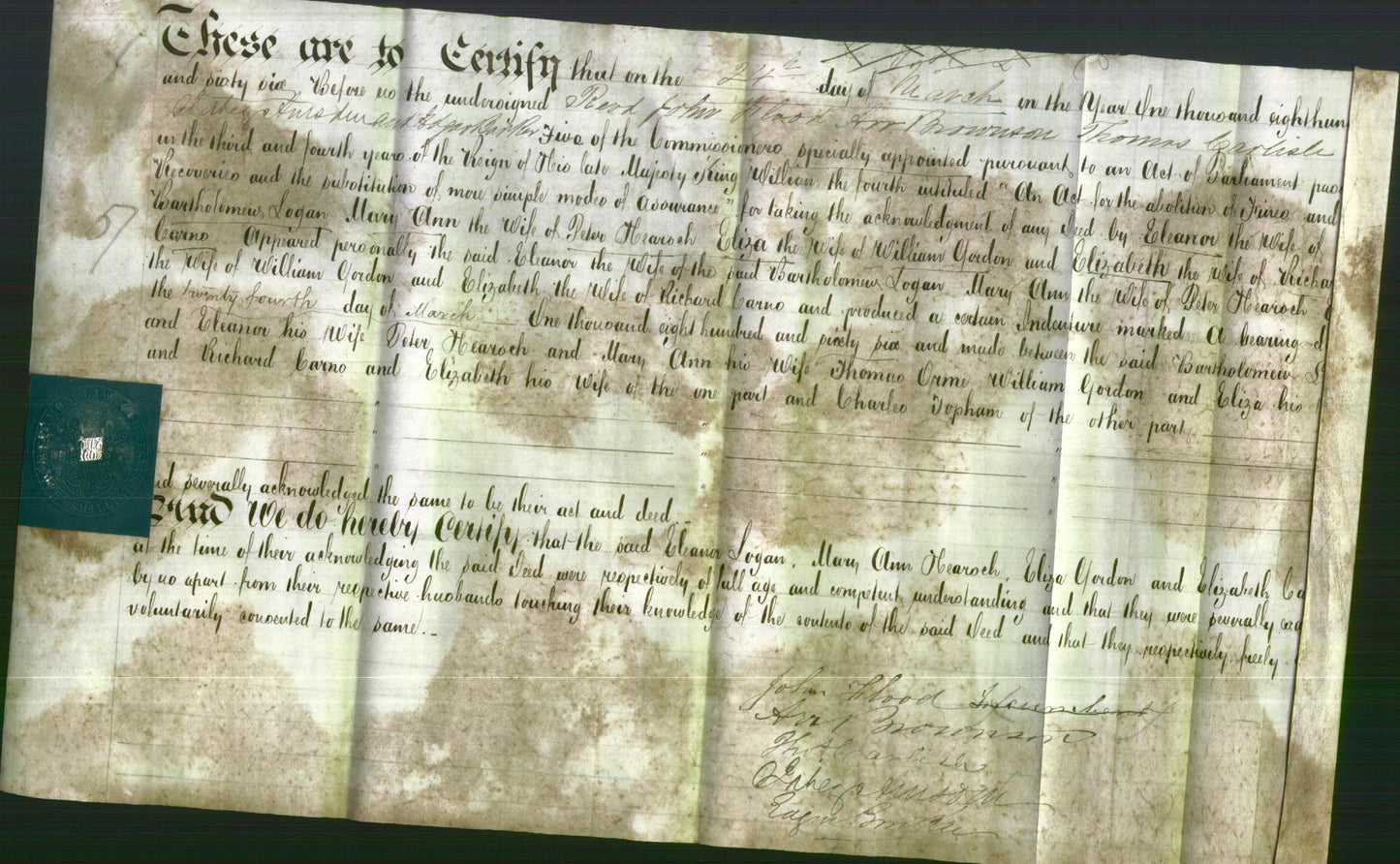 Deed by Married Women - Eleanor Logan, Mary Ann Hearsch, Eliza Gordon and Elizabeth Evans