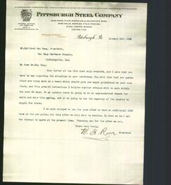 Letterhead - Pittsburgh Steel Company
