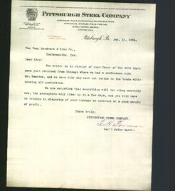 Letterhead - Pittsburgh Steel Company