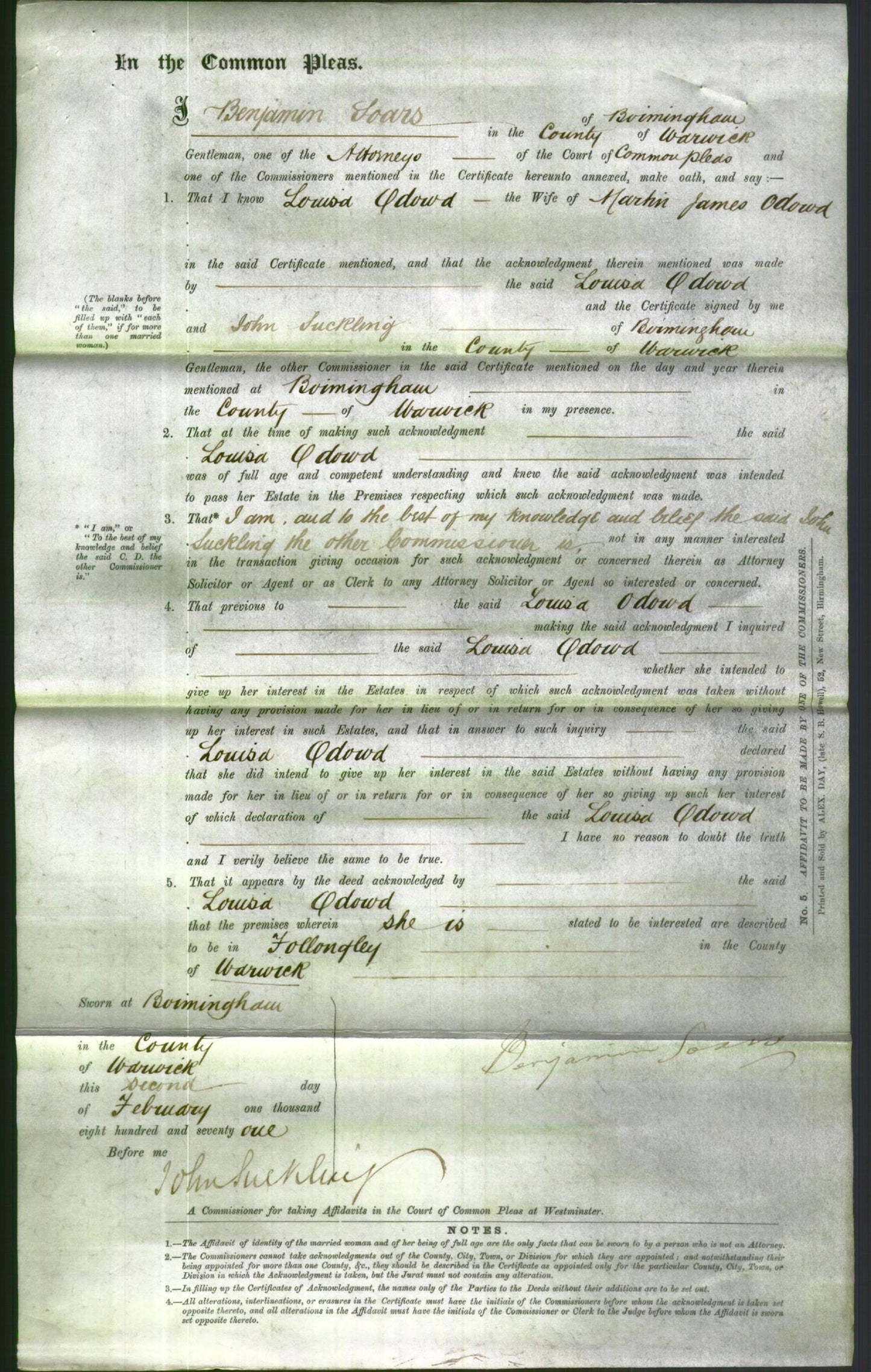Court of Common Pleas - Louisa O'Dowd