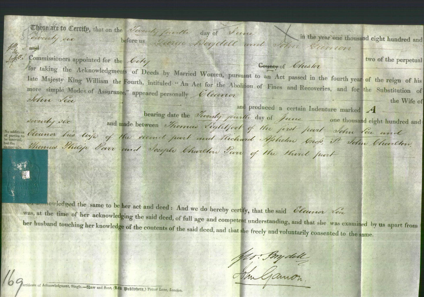 Deed by Married Women - Eleanor Lea