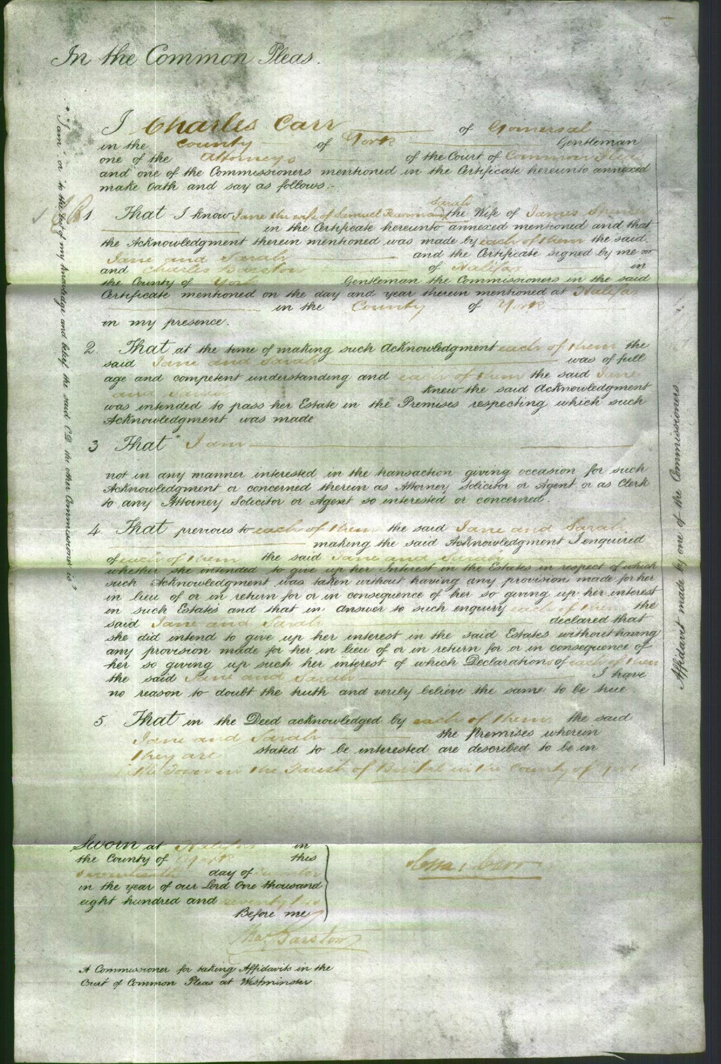 Court of Common Pleas - Jane Pearson and Sarah Spencer