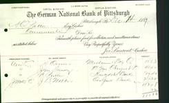 Bank Letterhead - German National Bank of Pittsburgh