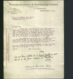 Letterhead - Westinghouse Electric & Manufacturing Company.