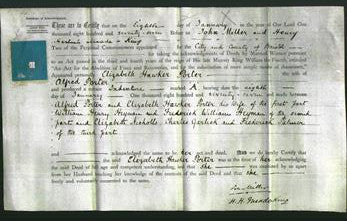 Deed by Married Women - Elizabeth Hawker Porter-Original Ancestry