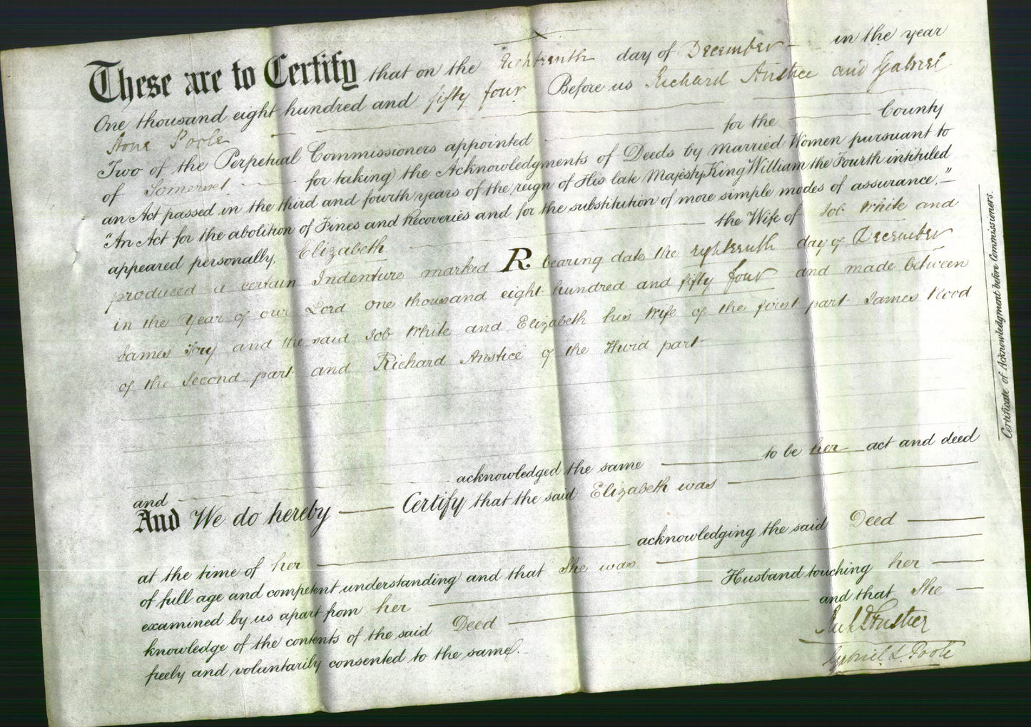 Deed by Married Women - Elizabeth White-Original Ancestry
