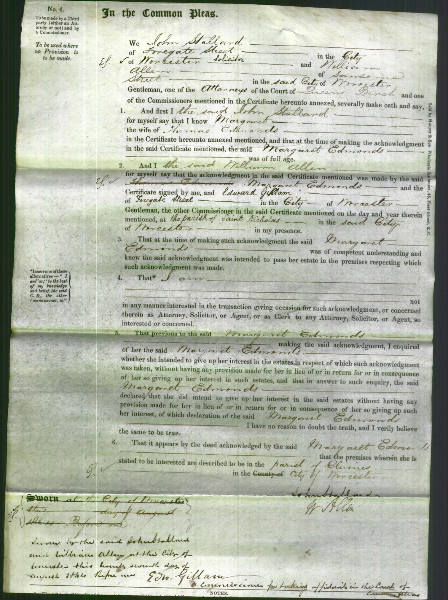 Court of Common Pleas - Margaret Edmonds