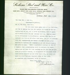Letterhead - Kokomo Steel and Wire Co.