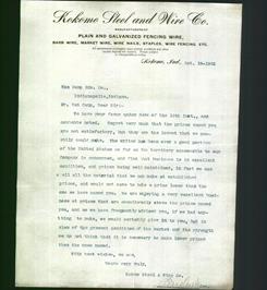 Letterhead - Kokomo Steel and Wire Co.