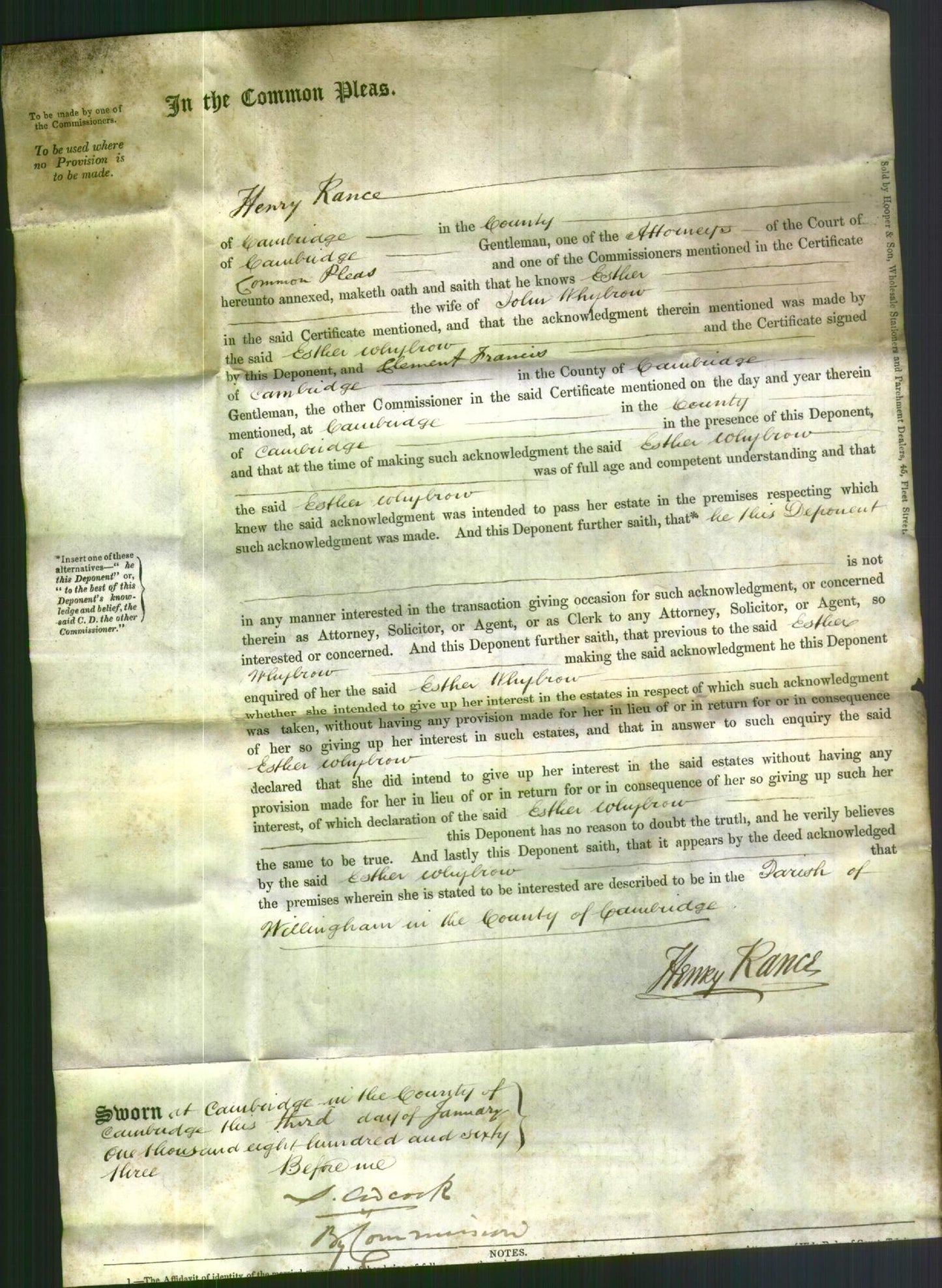 Court of Common Pleas - Esther Whybrow