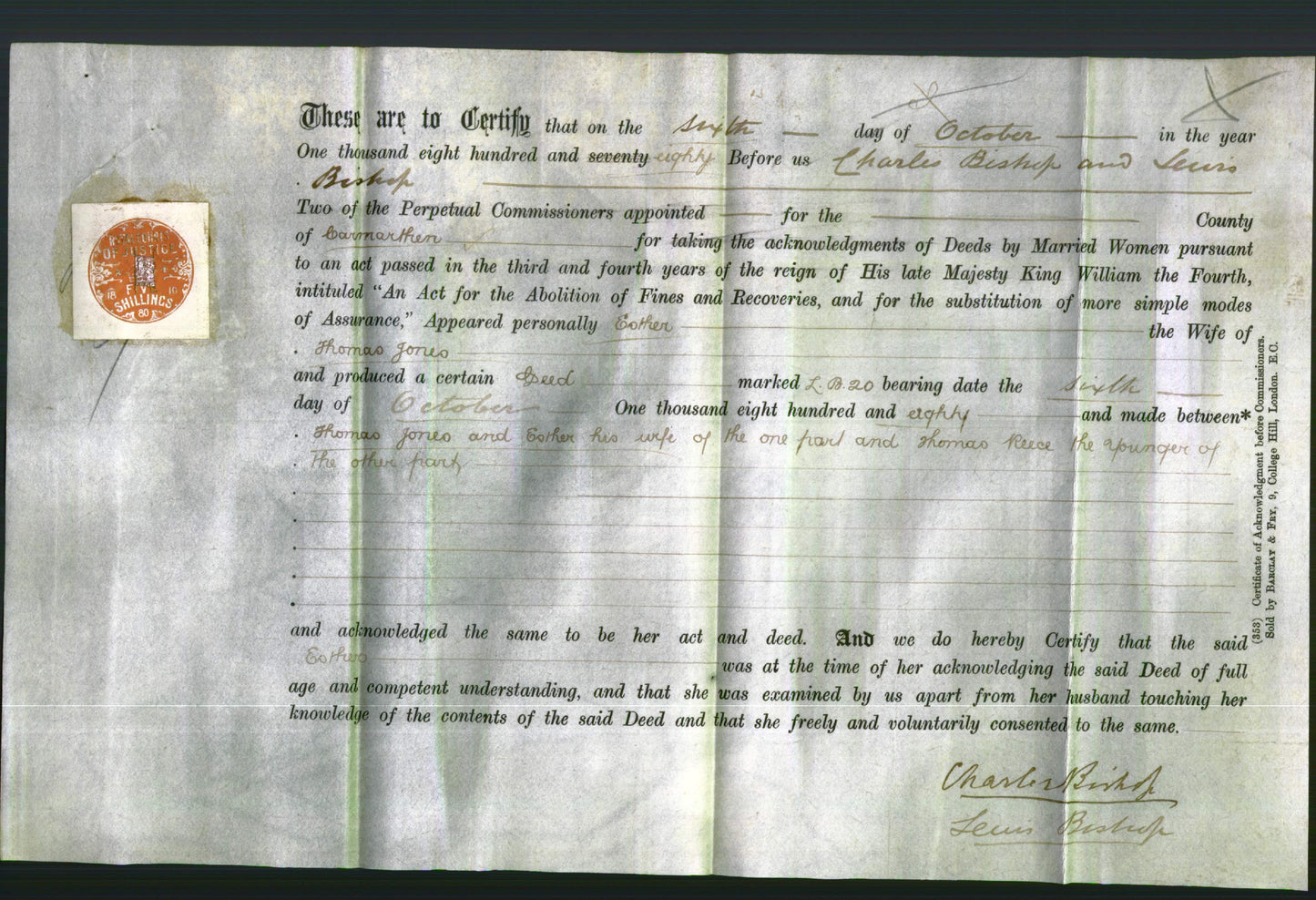 Deed by Married Women - Esther Jones-Original Ancestry