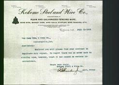 Letterhead - Kokomo Steel and Wire Co.