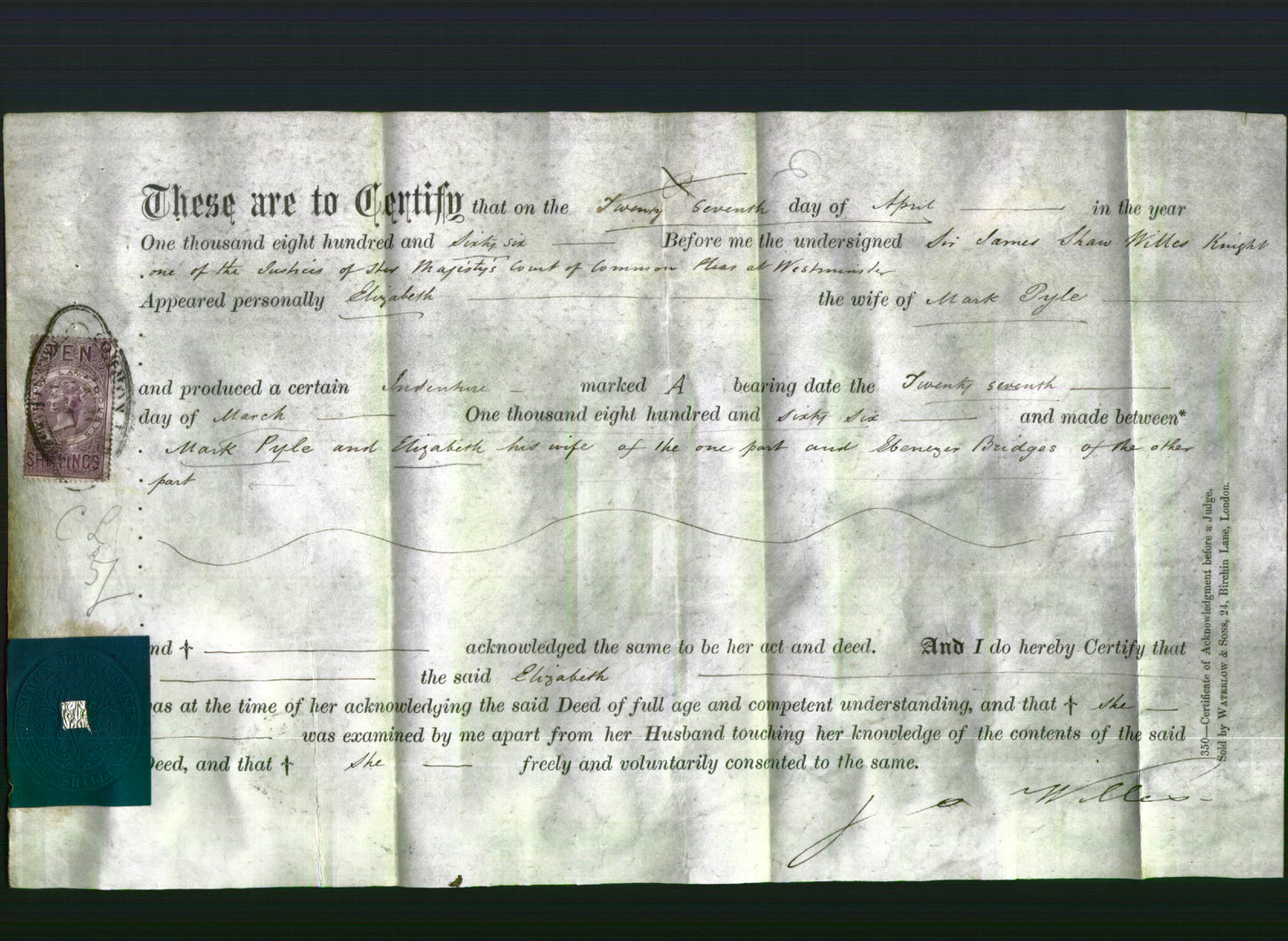 Deed by Married Women - Elizabeth Dyle-Original Ancestry