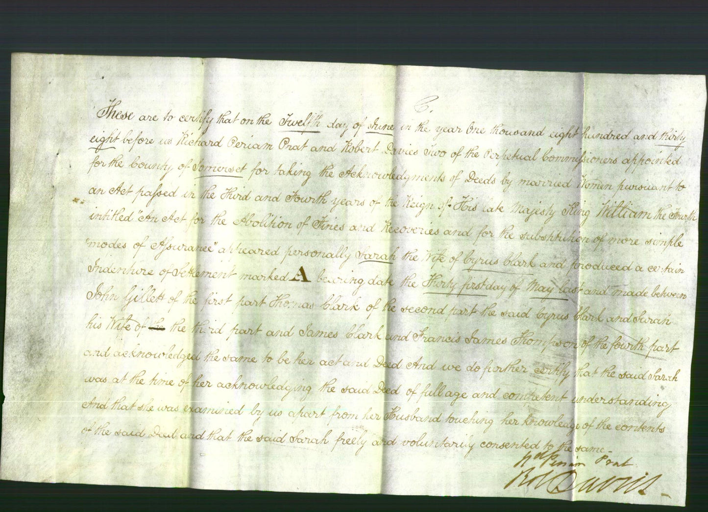 Deed by Married Women - Sarah Clark