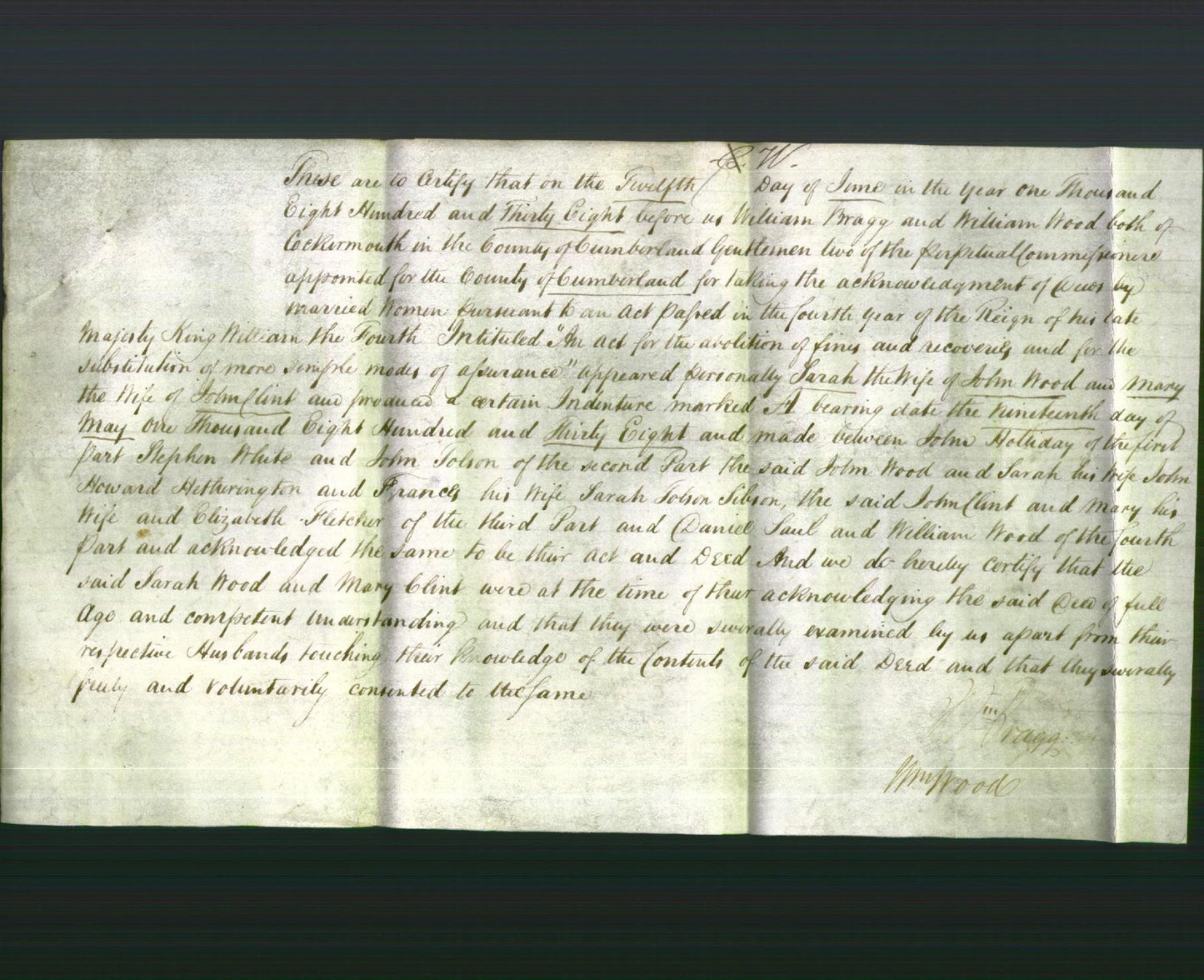 Deed by Married Women - Sarah Wood and Mary Clint
