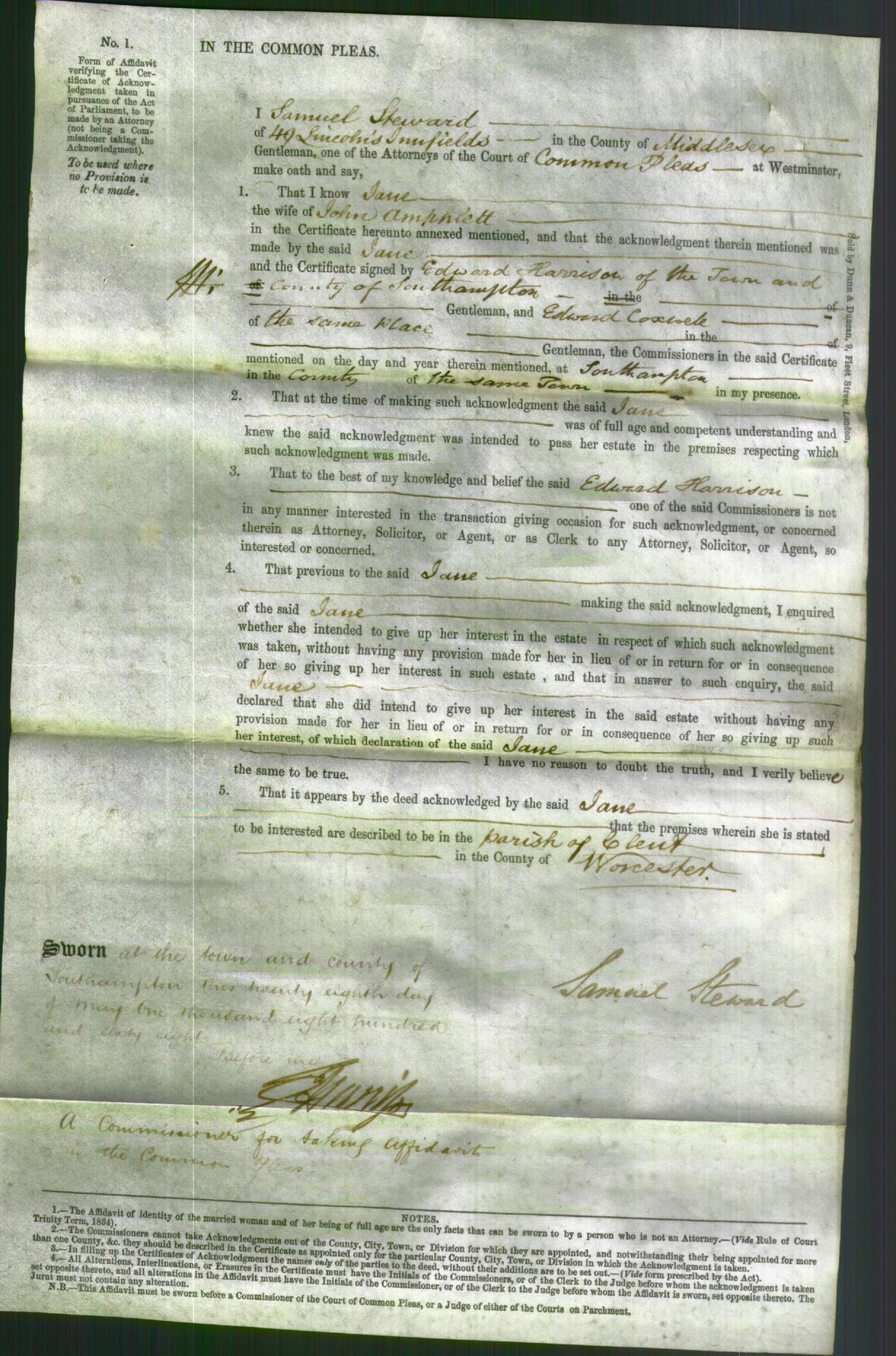 Court of Common Pleas - Jane Amphlett