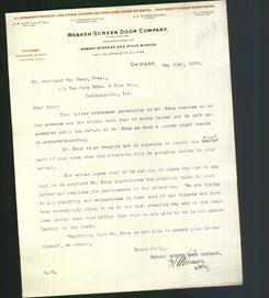 Letterhead - The Wabash Screen Door Company