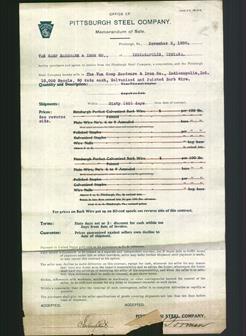 Letterhead - Pittsburgh Steel Company