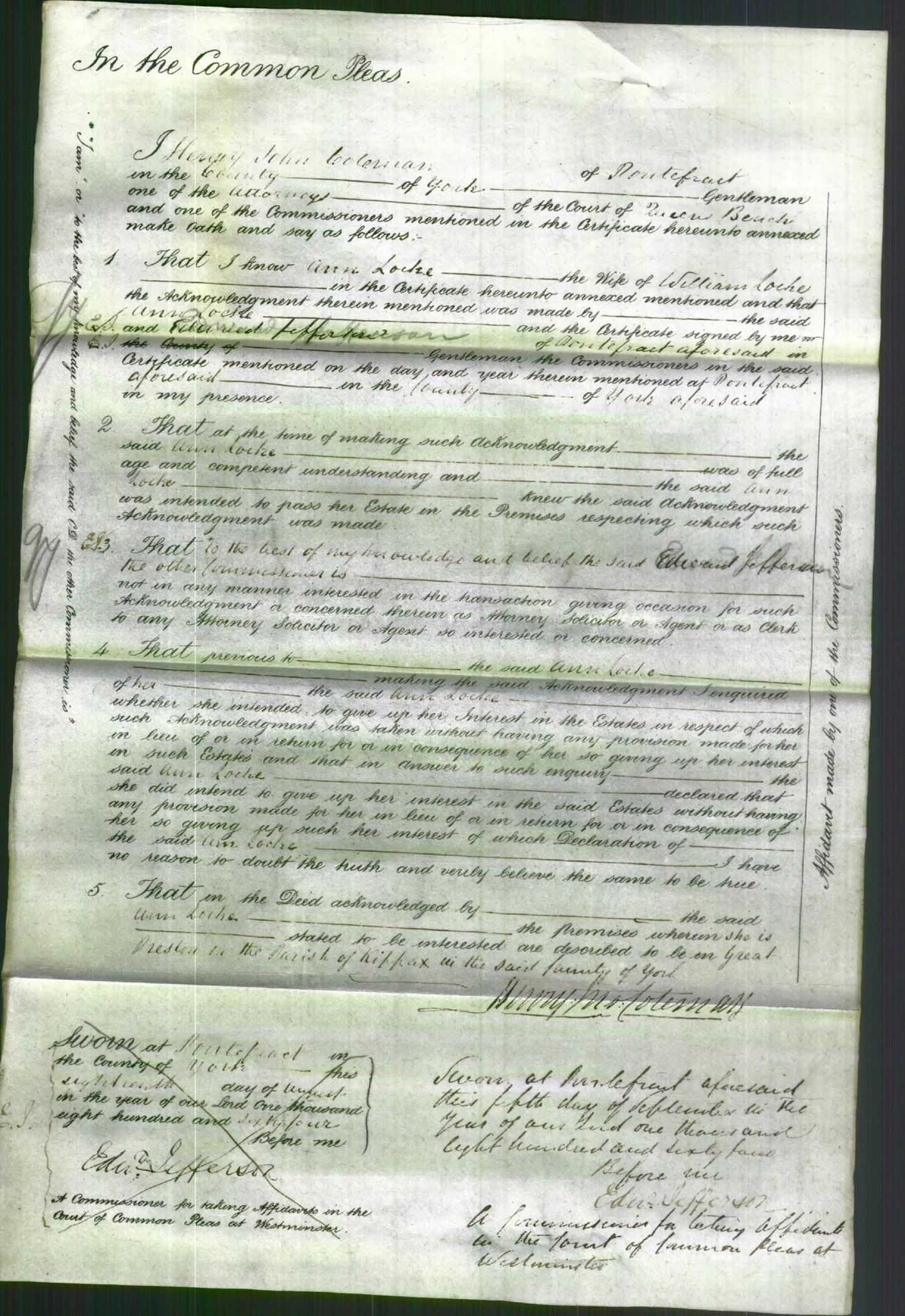 Court of Common Pleas - Ann Locke