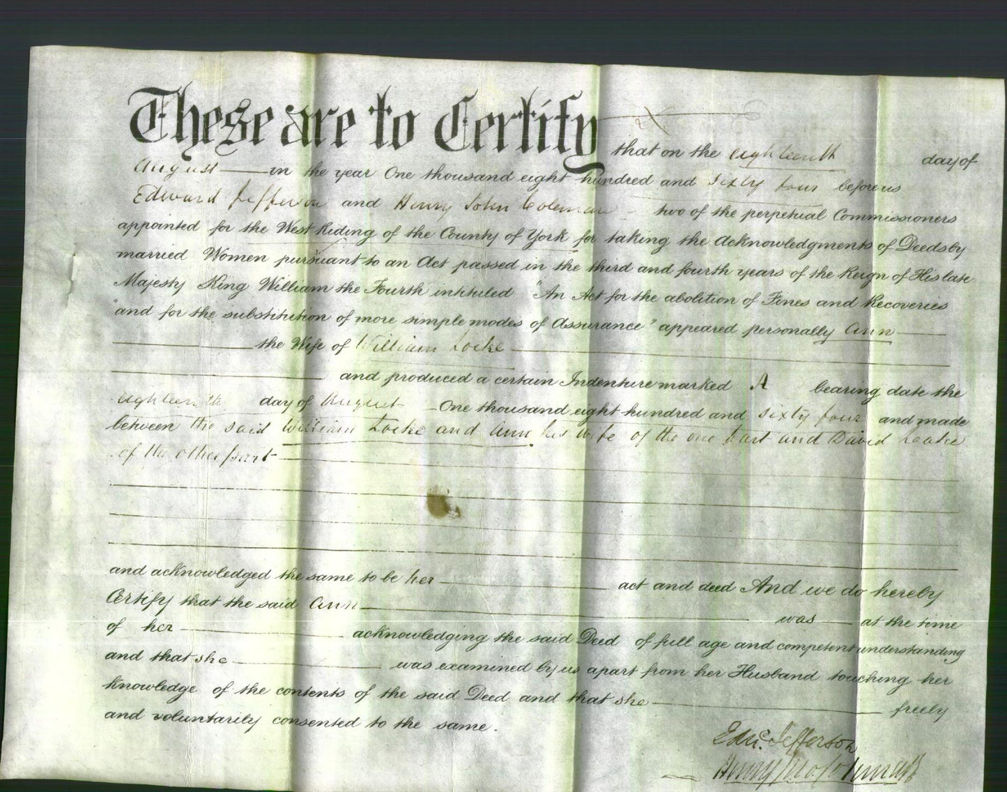 Deed by Married Women - Anne Locke