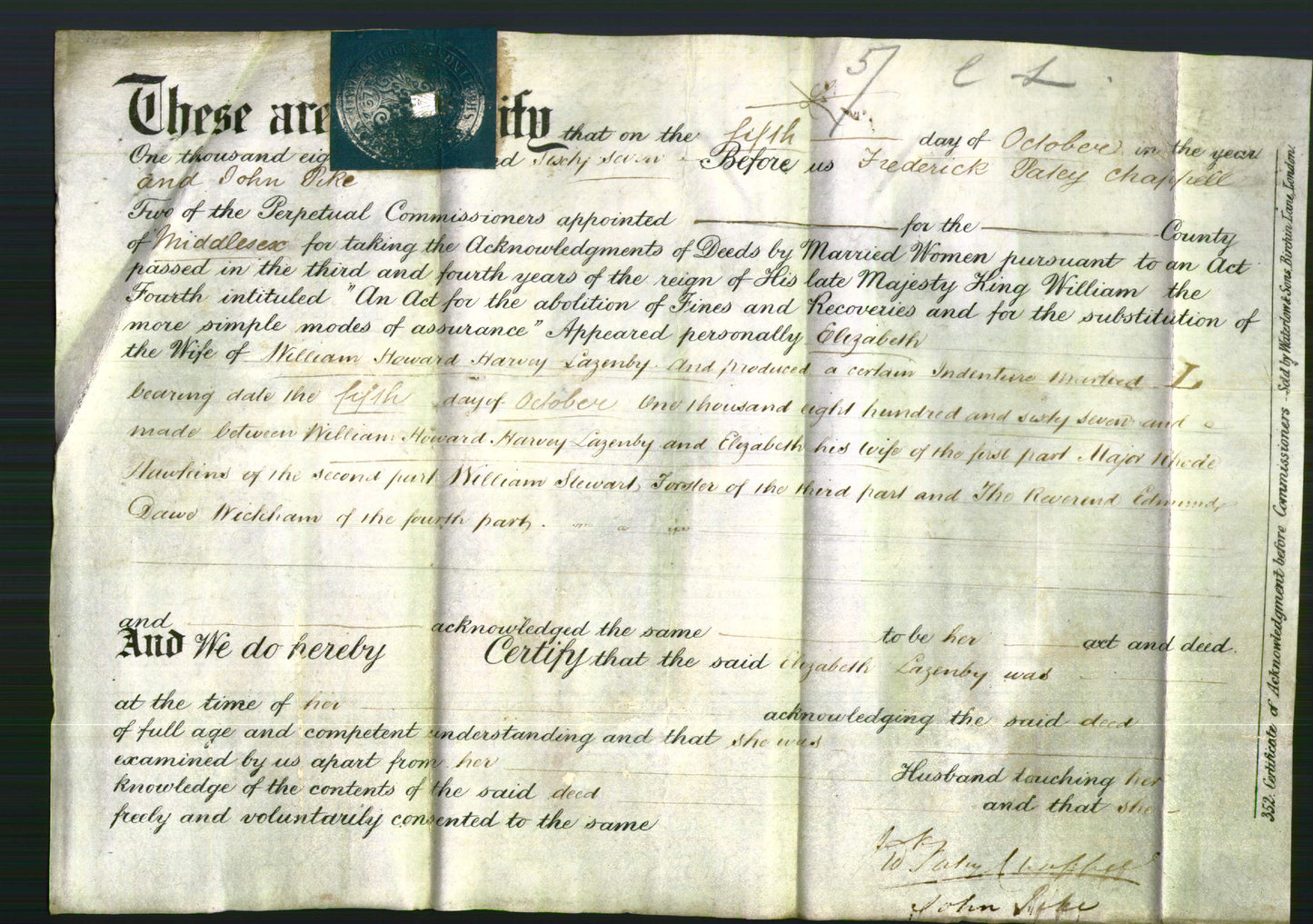 Deed by Married Women - Elizabeth Lazenby-Original Ancestry