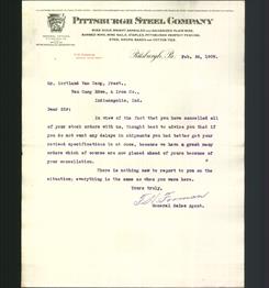 Letterhead - Pittsburgh Steel Company