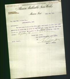 Letterhead - Marion Malleable Iron Works