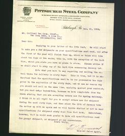 Letterhead - Pittsburgh Steel Company