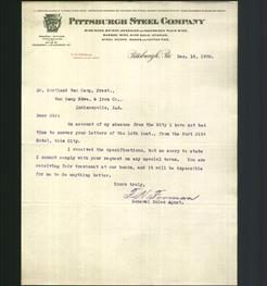 Letterhead - Pittsburgh Steel Company