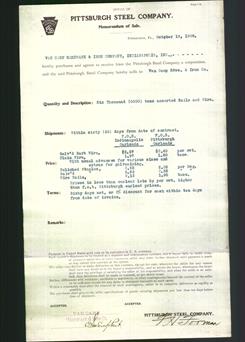 Letterhead - Pittsburgh Steel Company