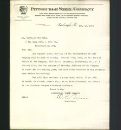 Letterhead - Pittsburgh Steel Company