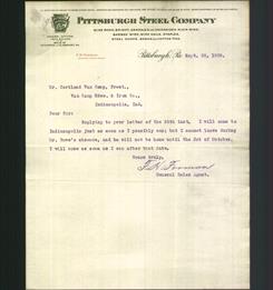 Letterhead - Pittsburgh Steel Company