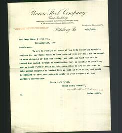 Letterhead - Union Steel Company