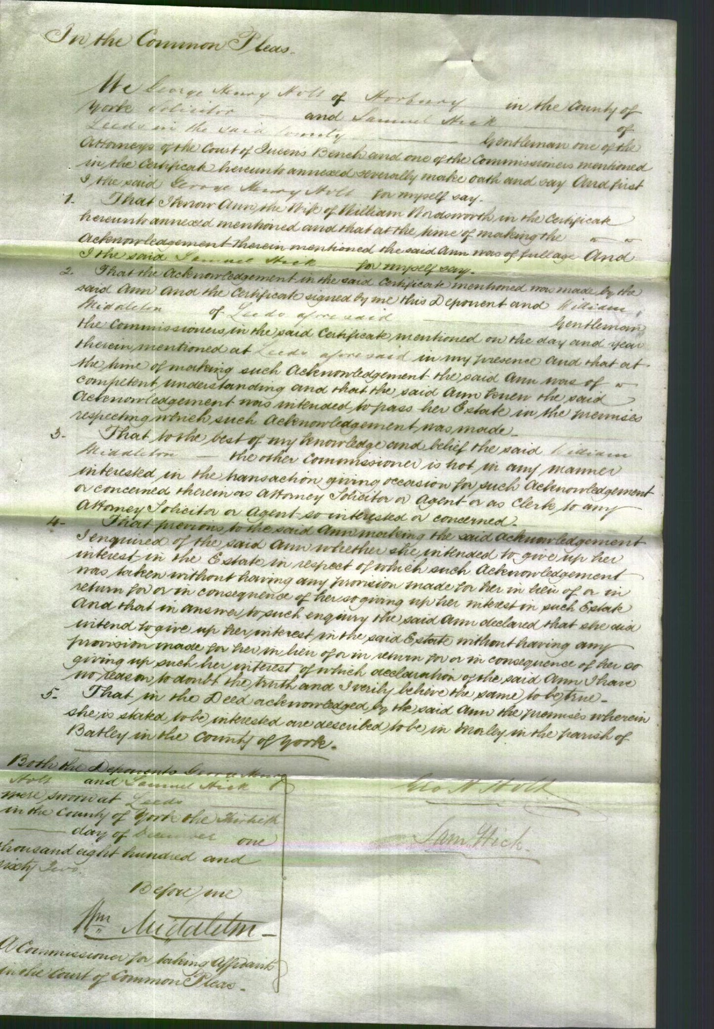 Court of Common Pleas - Ann Wordsworth