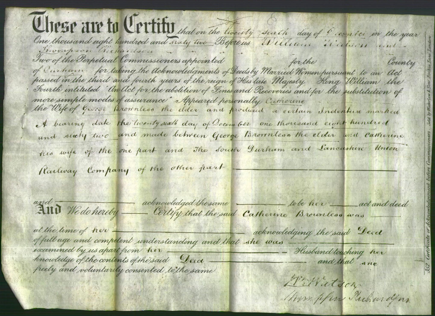 Deed by Married Women - Catherine Brownless