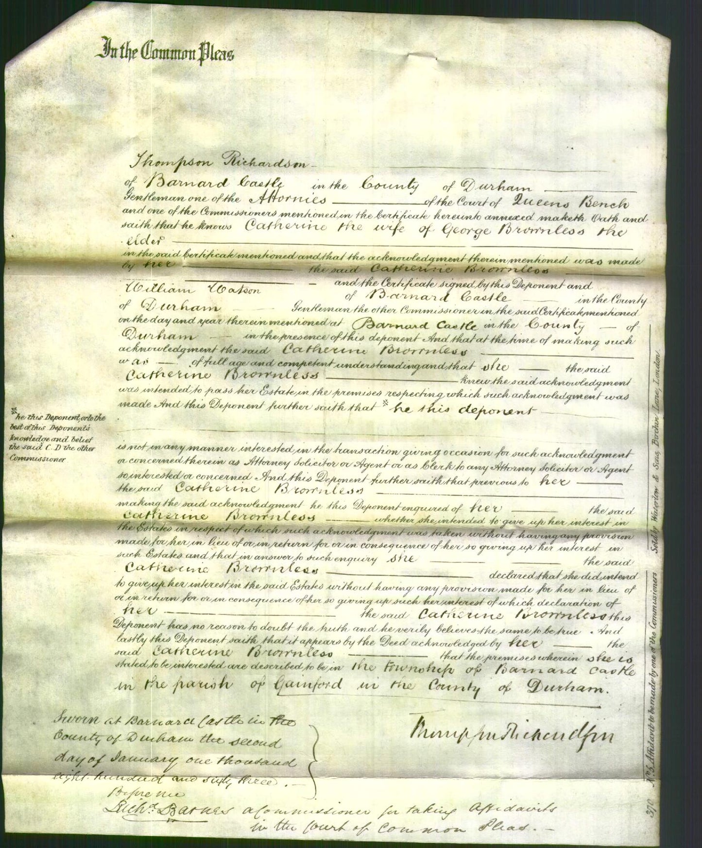 Court of Common Pleas - Catherine Brownless