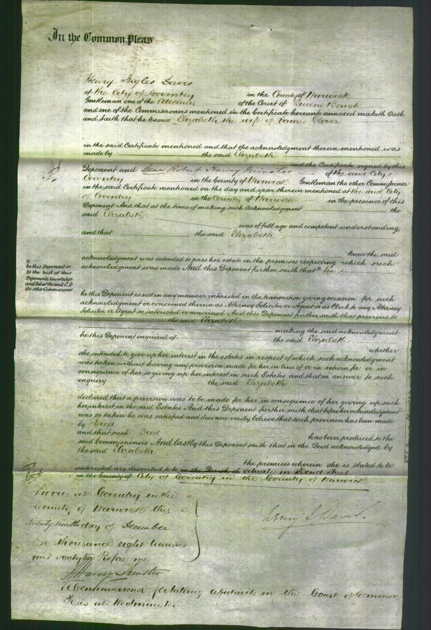 Court of Common Pleas - Elizabeth Glover