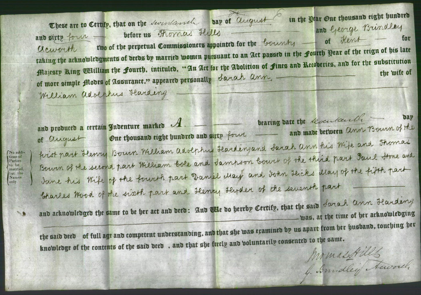 Deed by Married Women - Sarah Ann Harding