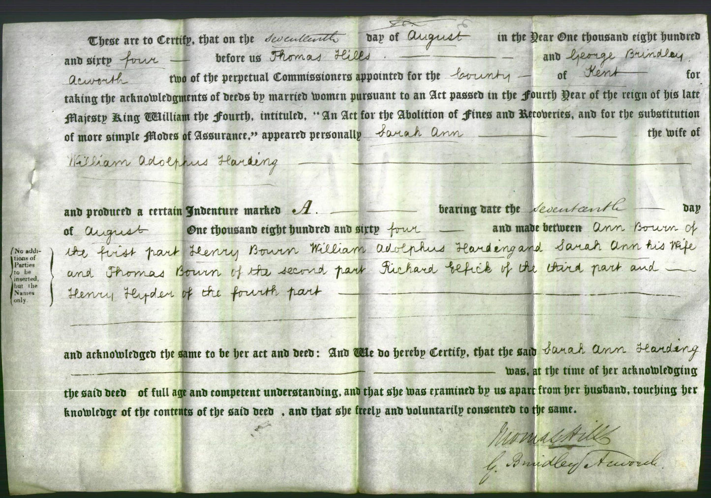 Deed by Married Women - Sarah Ann Harding