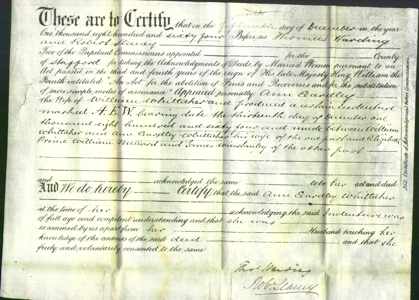Deed by Married Women - Ann Eardley Whittaker