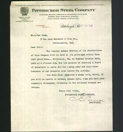 Letterhead - Pittsburgh Steel Company