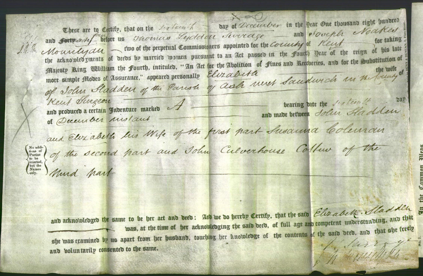 Deed by Married Women - Elizabeth Sladdon
