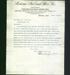 Letterhead - Kokomo Steel and Wire Co.